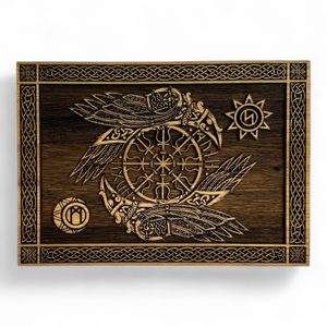 HUGINN A MUNINN II - DŘEVĚNÝ NÁSTĚNNÝ OBRAZ 21X30CM - DŘEVĚNÉ OBRAZY - HOME DECOR