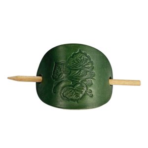 LÍPA, KOŽENÁ SPONA DO VLASŮ, ZELENÁ - KOŽENÉ ŠPERKY - SEDLÁŘSTVÍ