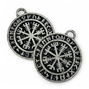 VEGVISIR - KOMPAS, ISLANDSKÁ RUNA, PŘÍVĚŠEK, ZINEK - VIKINGSKÉ AMULETY - ŠPERKY