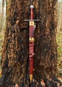 PASOVSKÝ VLK, JEDEN A PŮL RUČNÍ MEČ S POCHVOU - STŘEDOVĚKÉ MEČE - ZBRANĚ