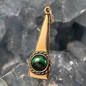 TRIANGLE, PŘÍVĚSEK, BRONZ, MALACHIT - PŘÍVĚSKY - ŠPERKY