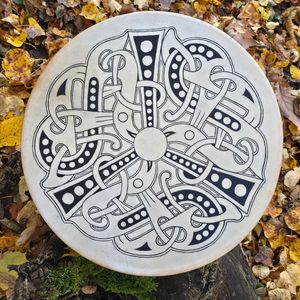 ŠAMANSKÝ BUBEN, 40 CM - VIKINGSKÝ TRISKELION - BUBNY - TÁBOŘENÍ A ŘEMESLA