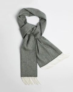 Irish Scarf, Foxford Mallard Herringbone Lambswool