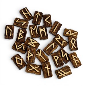 RUNY - STARŠÍ FUTHARK, SADA DŘEVĚNÝCH RUN - DUB - RUNY - ŠPERKY