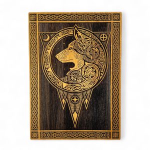 FENRIR - VLK NÁSTĚNNÁ DEKORACE, DŘEVO 32X46CM - DŘEVĚNÉ OBRAZY - HOME DECOR
