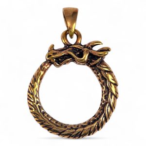 JORMUNGANDR, HAD Z MIDGARDU, UROBOROS, BRONZOVÝ AMULET 25MM - PŘÍVĚSKY - ŠPERKY