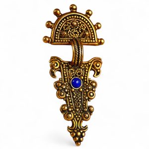 ORLÍ HLAVY STŘEDOVĚKÝ PŘÍVĚŠEK, ŠPERK, BRONZ, LAPIS LAZULI - PŘÍVĚSKY - ŠPERKY