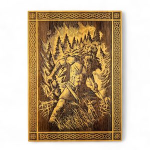 BERSERKER VIKING, NÁSTĚNNÁ DEKORACE, DŘEVO 32X46CM - DŘEVĚNÉ OBRAZY - HOME DECOR