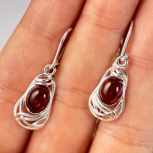 WARTA, STŘÍBRNÉ NÁUŠNICE, JANTAR, AG 925 - ŠPERKY S JANTAREM - STŘÍBRNÉ ŠPERKY