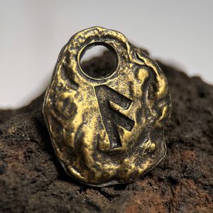 ANSUZ - RUNOVÝ AMULET, ZINEK STAROMOSAZ - RUNY - ŠPERKY
