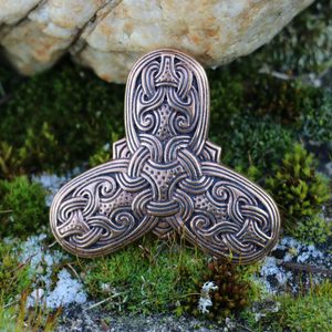 TROJLÍSTKOVÁ BROŽ, VIKINGSKÁ, BRONZ - BROŽE A KNOFLÍKY - ŠPERKY