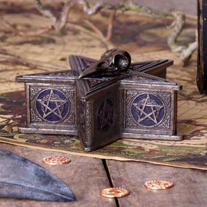 VRÁNA - PENTAGRAM RAVEN BOX 16.5CM - ŠPERKOVNICE, KRABIČKY - HOME DECOR