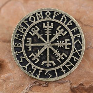 VEGVISIR - KOMPAS, ISLANDSKÁ RUNA, PŘÍVĚŠEK, STAROMOSAZ - VIKINGSKÉ AMULETY - ŠPERKY