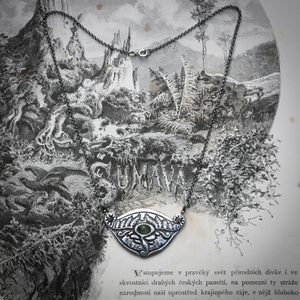 PRAMEN VLTAVY - STŘÍBRNÝ NÁHRDELNÍK S VLTAVÍNEM, AG 925, 19G - ŠPERKY S VLTAVÍNY - STŘÍBRNÉ ŠPERKY