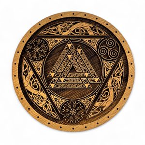 VALKNUT S ORNAMENTY, SADA RUN FUTHARK A DÁRKOVÁ KAZETA 21 CM - RUNY - ŠPERKY