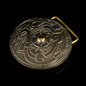 PŘEZKA NA OPASEK VIKING SHIELD, MOSAZ - SPONY A KOVÁNÍ - SEDLÁŘSTVÍ