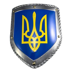 TRYZUB - UKRAJINA, STŘEDOVĚKÝ ŠTÍT - KOV, RUČNÍ PRÁCE - DEKORATIVNÍ ŠTÍTY - ZBROJE