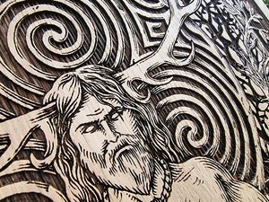 CERNUNNOS NÁSTĚNNÁ DEKORACE, DŘEVO - DŘEVĚNÉ OBRAZY - HOME DECOR