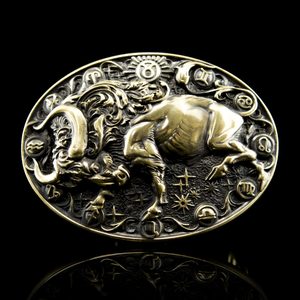 BÝK TAURUS, PŘEZKA NA OPASEK, MOSAZ - SPONY A KOVÁNÍ - SEDLÁŘSTVÍ