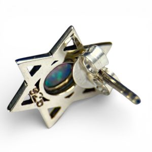 DAVIDOVA HVĚZDA, S. OPÁL, STŘÍBRNÉ NÁUŠNICE 925/1000 - NÁUŠNICE - STŘÍBRNÉ ŠPERKY