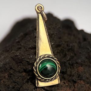 TRIANGLE, PŘÍVĚSEK, BRONZ, MALACHIT - PŘÍVĚSKY - ŠPERKY