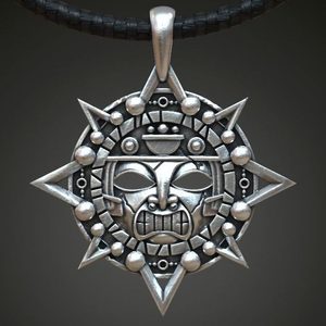 AZTÉCKÁ MASKA, AMULET, STŘÍBRNÝ PŘÍVĚSEK, AG 925 - PŘÍVĚSKY - STŘÍBRNÉ ŠPERKY