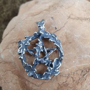 DUBOVÝ PENTAGRAM, STŘÍBRNÝ PŘÍVĚSEK, AG 925 - PŘÍVĚSKY - STŘÍBRNÉ ŠPERKY