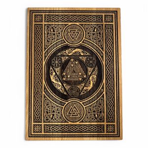 VALKNUT S ORNAMENTY, NÁSTĚNNÁ DEKORACE, DŘEVO 32X44CM - DŘEVĚNÉ OBRAZY - HOME DECOR