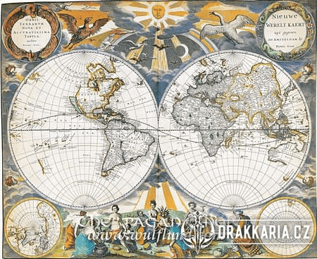 SVĚT 1670, PIETER GOOS, HISTORICKÁ MAPA, FAKSIMILE