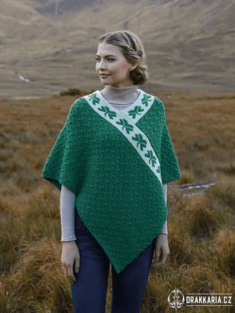 SHAMROCK, VLNĚNÉ PONCHO, ZELENÉ