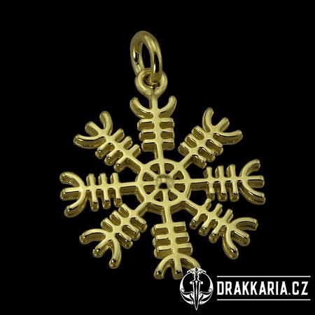 AEGISHJALMUR, ISLANDSKÁ MAGICKÁ RUNA, AMULET, 14K ZLATO