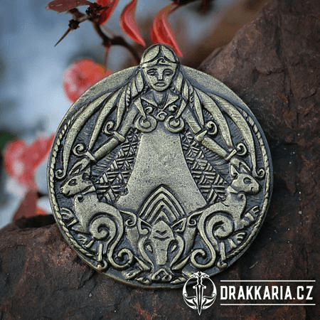 FREYA VIKINSKÁ BOHYNĚ, AMULET, ZINEK STAROMOSAZ