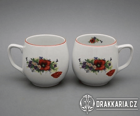 VLČÍ MÁK, HRNEK 0,3L, ČESKÝ PORCELÁN