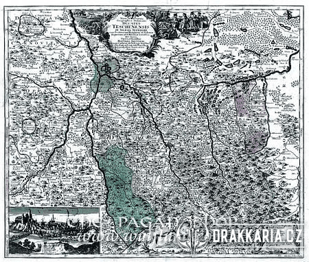 TĚŠÍNSKO, MATHIAS SEUTTER, TOBIAS CONRAD LOTTER, HISTORICKÁ MAPA, FAKSIMILE