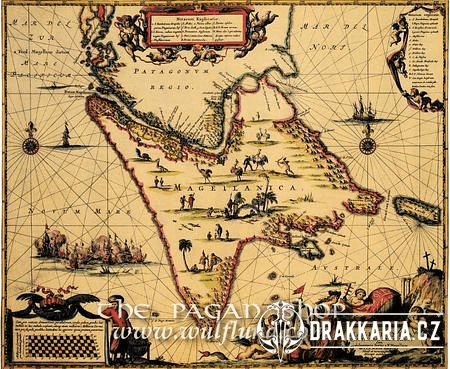 MAGELLANICA, PATAGONIA, HISTORICKÁ MAPA, FAKSIMILE