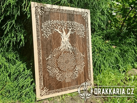 YGGDRASIL STROM NÁSTĚNNÁ DEKORACE 32X46 DUB PÁLENÝ