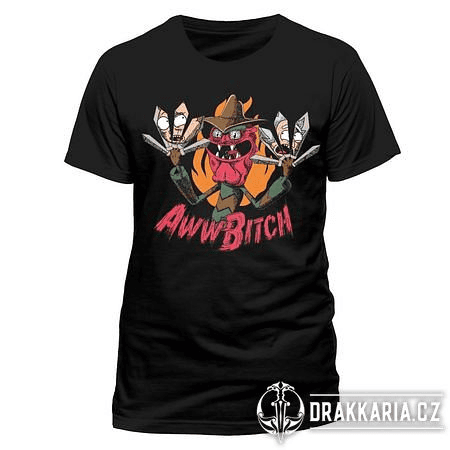 RICK AND MORTY - AWWWW BITCH, ČERNÉ UNISEX TRIČKO