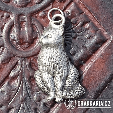 KOČKA, PŘÍVĚŠEK NA KRK, KOVOVÝ AMULET