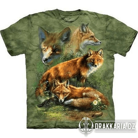 LIŠKA, RED FOX COLLAGE, THE MOUNTAIN, FANTASY TRIČKO S LIŠKOU