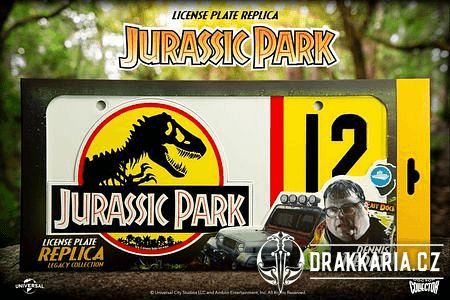 JURSKÝ PARK SPZ JURASSIC PARK REPLICA 1/1 DENNIS NEDRY LICENSE PLATE