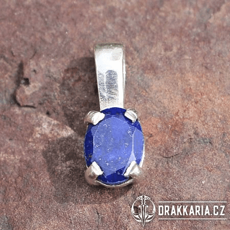 BROUŠENÝ LAPIS LAZULI, STŘÍBRNÝ PŘÍVĚŠEK, AG 925