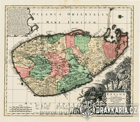 CEYLON,TOBIAS CONRAD LOTTER 1717 - 1777, HISTORICKÁ MAPA, FAKSIMILE