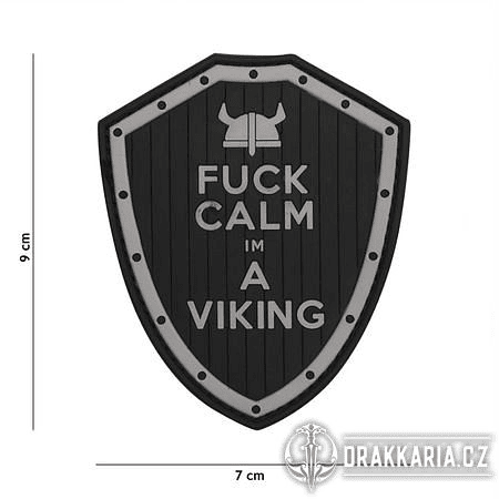 FUCK CALM VIKING PATCH, BLACK / NÁŠIVKA 3D PVC