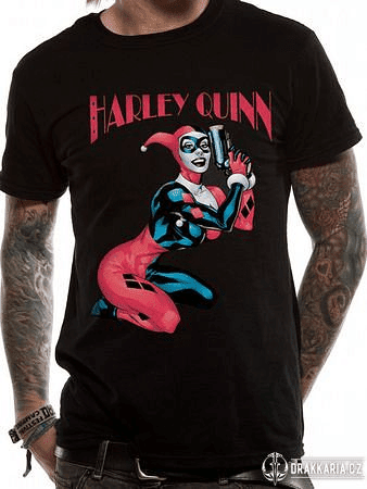 BATMAN - HARLEY QUINN GUN, ČERNÉ UNISEX TRIČKO