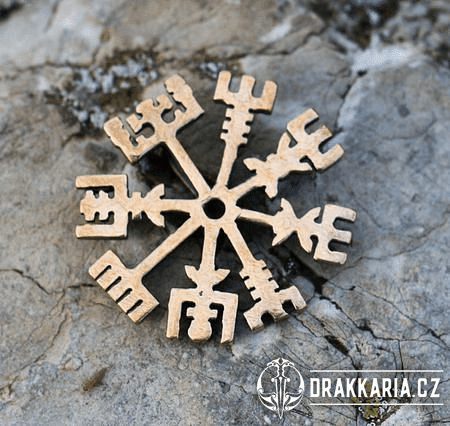 VEGVÍSIR, ISLANDSKÁ OCHRANNÁ RUNA, PŘÍVĚŠEK, BRONZ