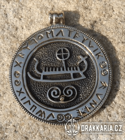 VIKINSKÁ LOĎ S RUNAMI, PŘÍVĚŠEK VIKING, BRONZ