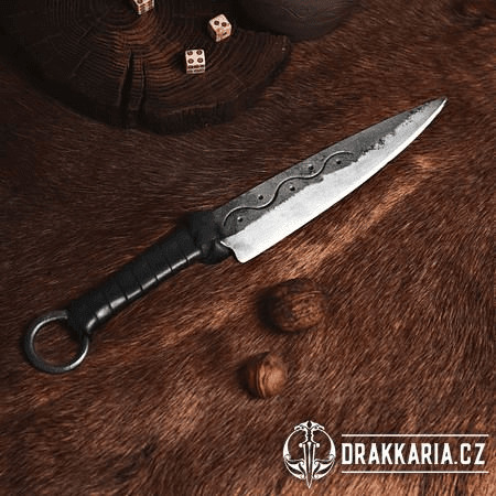 CRUACHAN - KELTSKÝ NŮŽ, KOVANÝ S OČKEM, ZDOBENÝ