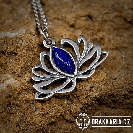 LOTOSOVÝ KVĚT, STŘÍBRNÝ PŘÍVĚŠEK AG 925 LAPIS LAZULI