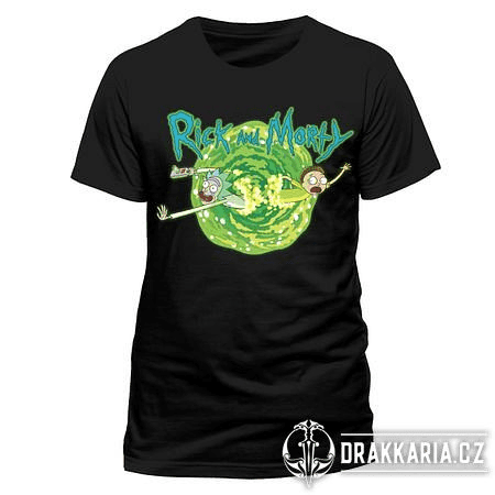 RICK AND MORTY - BLACK PORTAL, ČERNÉ UNISEX TRIČKO