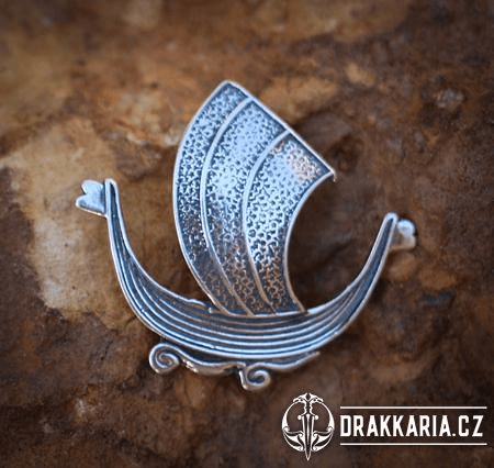 DRAKKAR, VIKINSKÁ LOĎ, AMULET, STŘÍBRO 925